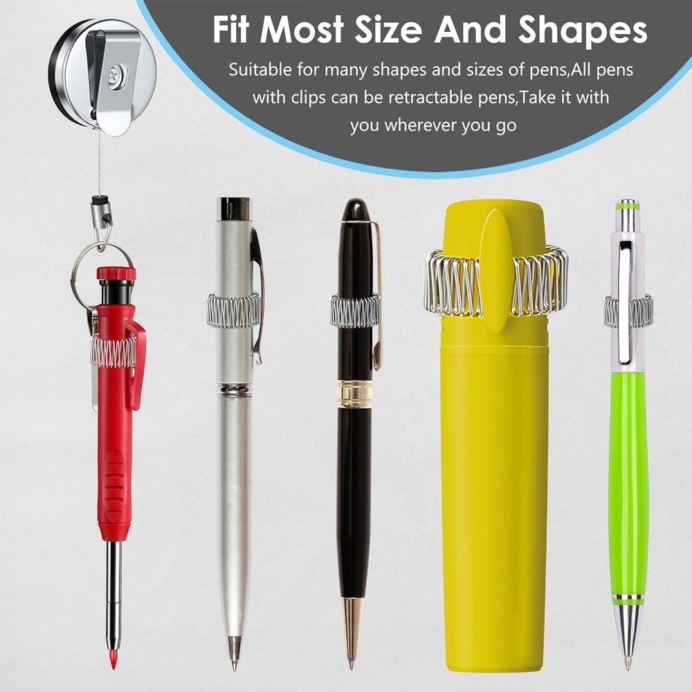 Belt Clip Pull Pen Holder Badge Reels Pen Lanyard Retractable Pen Clip  Carpenters Workers