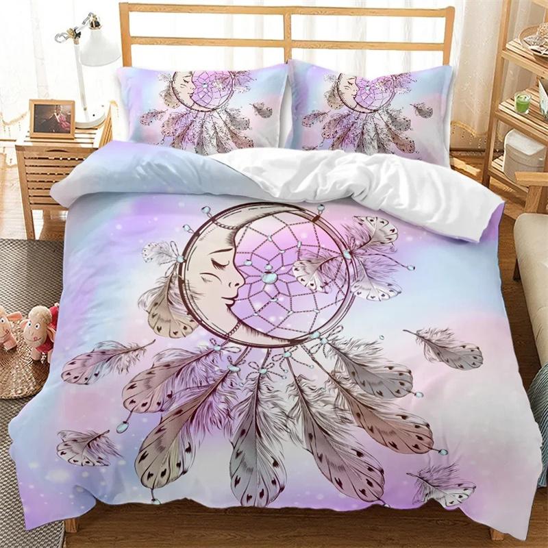 White Coloured Dreamcatcher Bedding Set For Girls Adults Ethnic Mandala Duvet Cover Bohemian Style Quilt Cover Dream Catcher