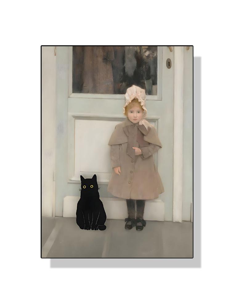 Famous Art Gustav Klimt Kiss Van Gogh Monet Waterlily Black Cat Posters Canvas Painting Funny Animal Wall Art Room Home Decor