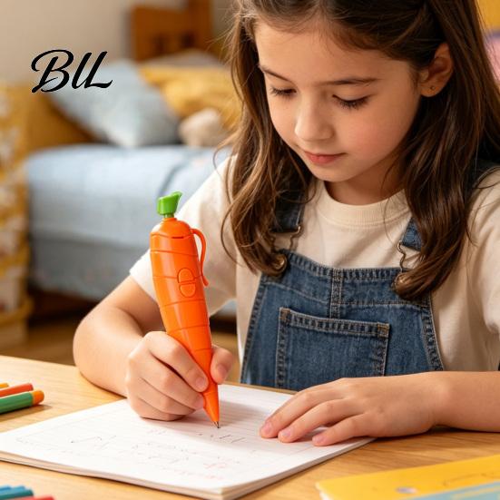 Smooth Writing Pen Carrot Shape Voice Recorder with 60-Second Recording Cute Creative Stationery for Kids Ballpoint Students Teachers Funny