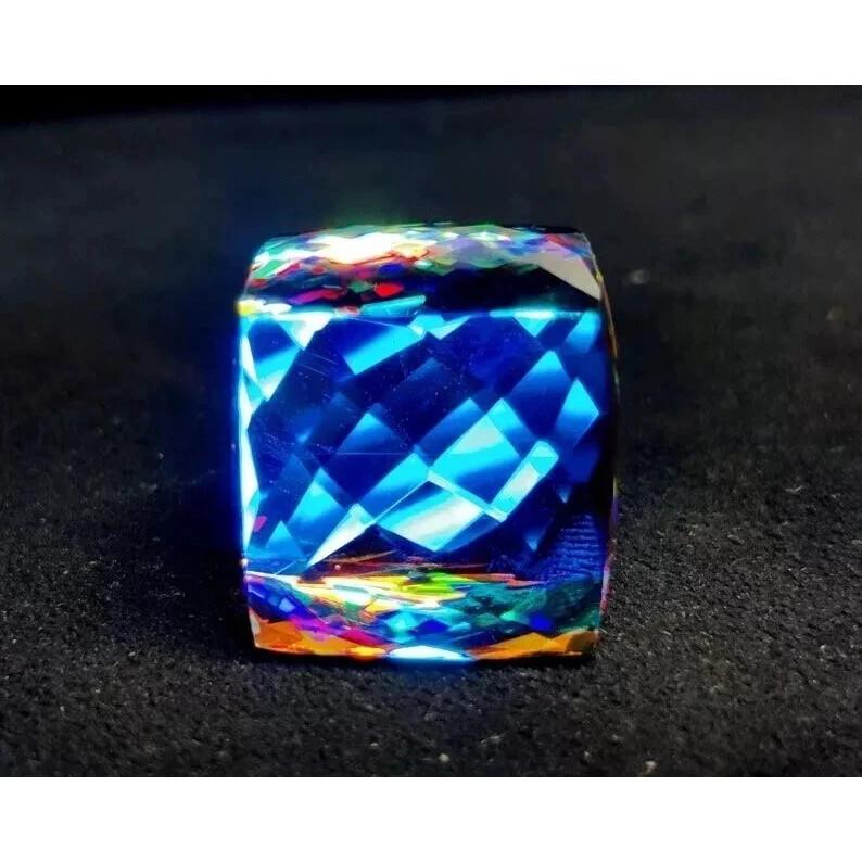 Fabulous Sparking Rainbow Color Mystic Topaz Natural Cube Cut 95-97 Ct Gemstone