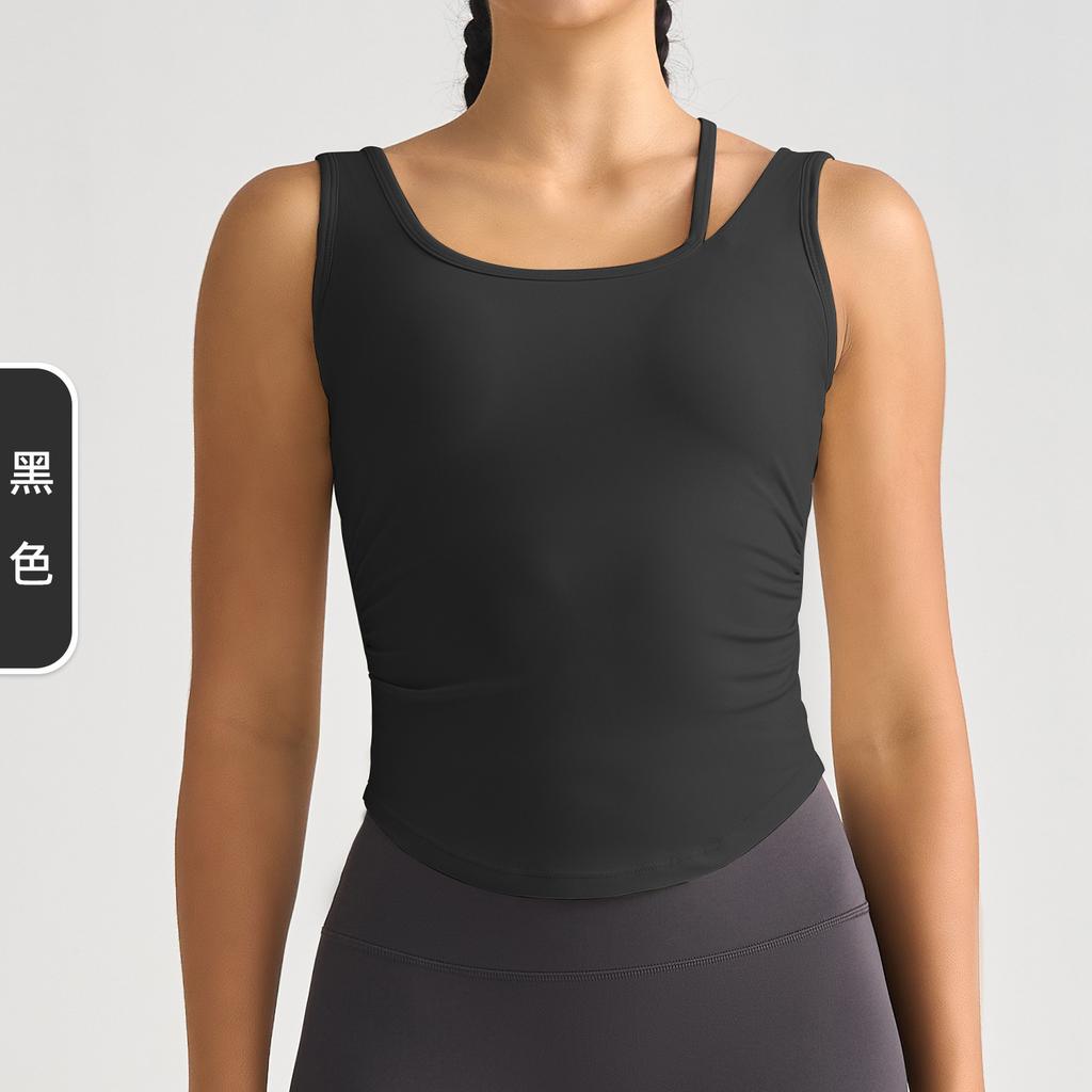 Yoga Clothes Women's Beautiful Back Fitness Clothes Sports Outdoor U-shaped Side Pleated Yoga Vest Top Yoga Clothes Women