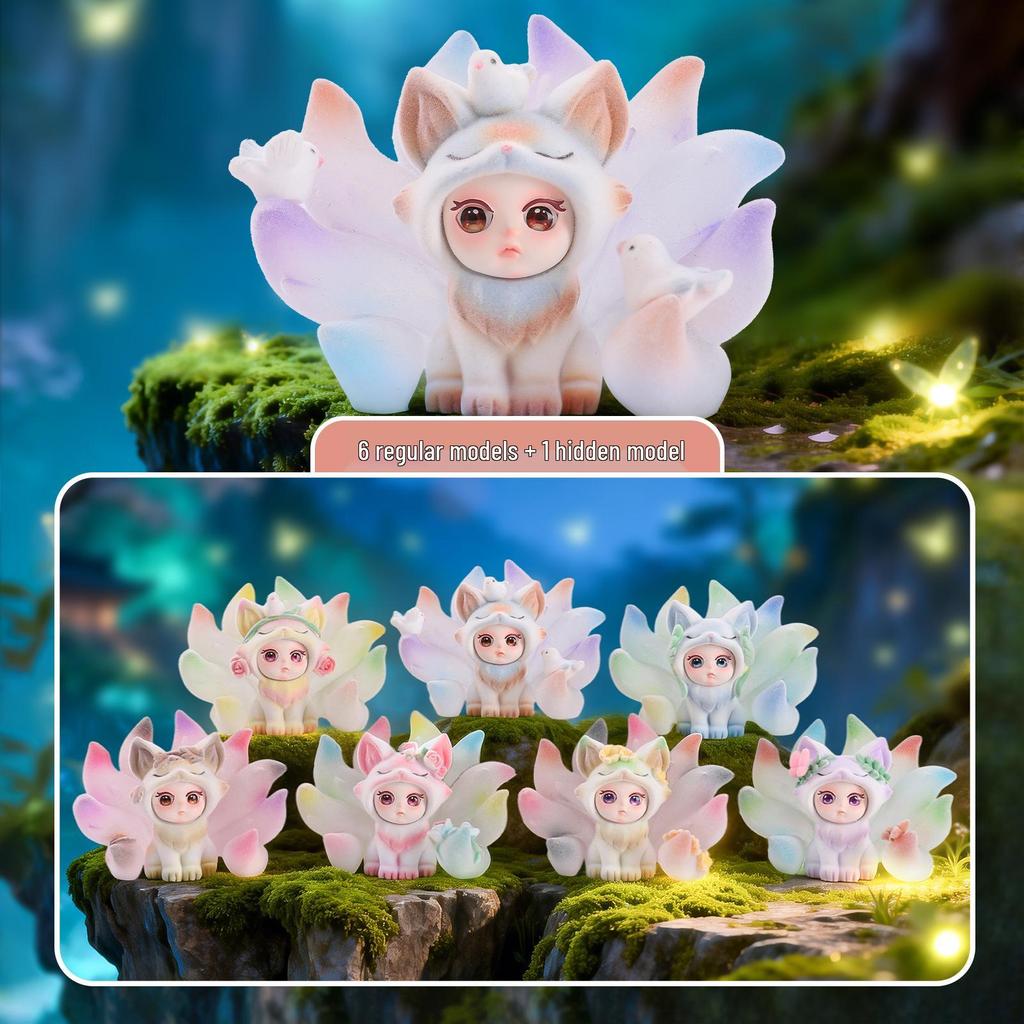 Nine-Tailed Fox Girl Fantasy Figurine: Ancient Wisdom Mystery Box Ornament
