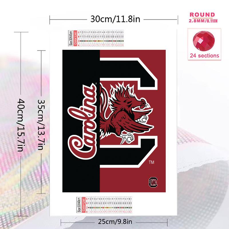 South Carolina Gamecocks 100% Round Full Drill 5D DIY Diamond Painting Embroidery Cross Stitch Rhinestone Décor
