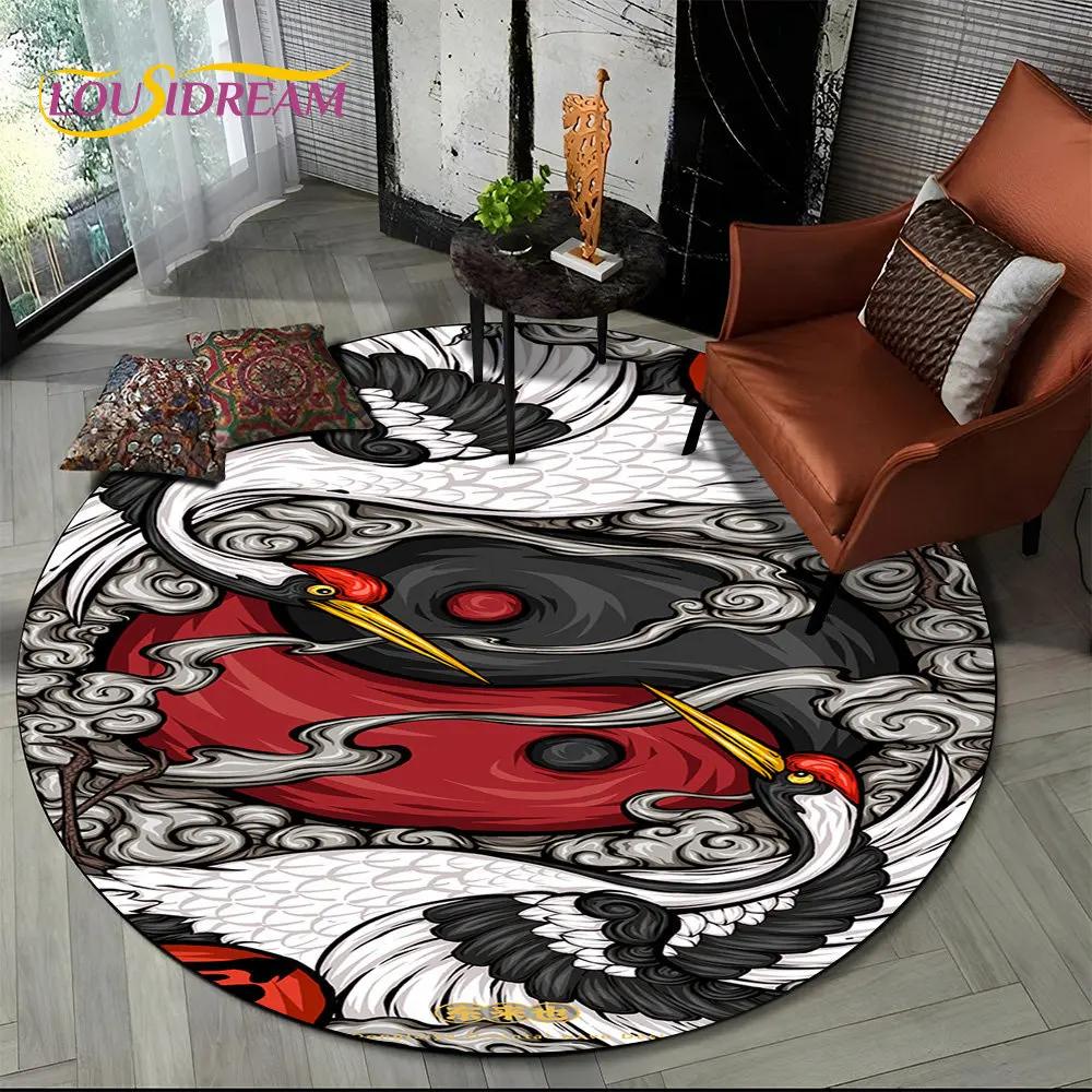 3D Chinese Tai Chi Bagua Yin Yang Round Area Rug,Carpet Rug for Living Room Bedroom Sofa Playroom Decor,kids Non-slip Floor Mat
