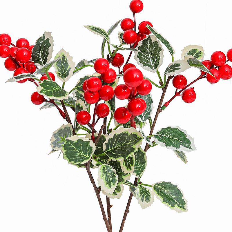 Christmas Simulation Red Fruit Branch Holly Fruit, Rich Fruit Daoxiang Red Fruit Auspicious Fruit Living Room Hotel Decoration