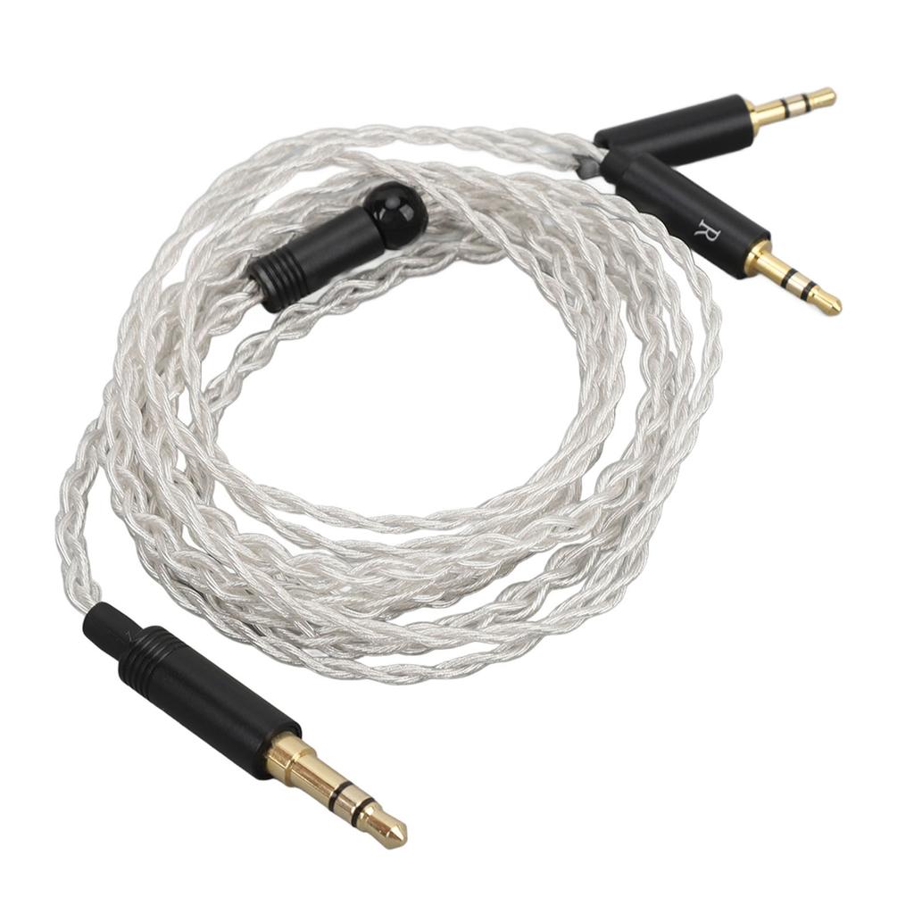 Earphone Cable Replacement Silver Plated Copper 3.5mm To Dual 2.5mm Plug Headphone Sound Wire 1.2m for HE400S HE‑400I