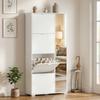 Shoe Rack with Mirror, 4 Flap Drawers, White