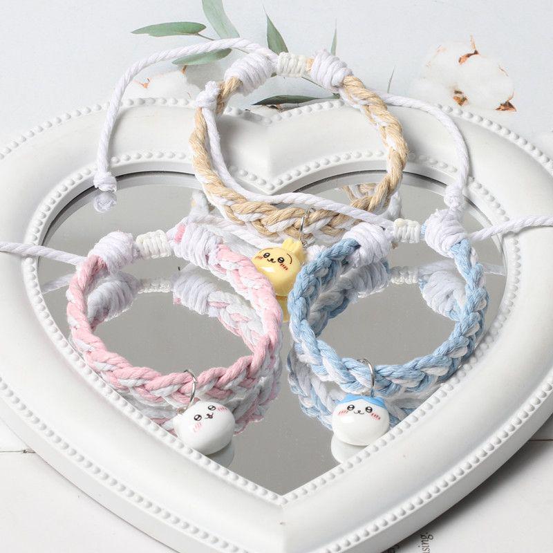 Chiikawa Cotton Linen Adjustable Cartoon Couple Bracelet - Magnetic Bestie Bracelet for Women