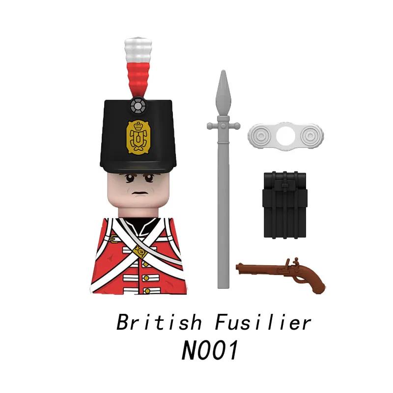 

Средневековые солдаты наполеоновских войн Фигурки Военные MOC Строительный блок Рыцари Британский Французский Фузилер Винтовки Оружие Детская игрушка