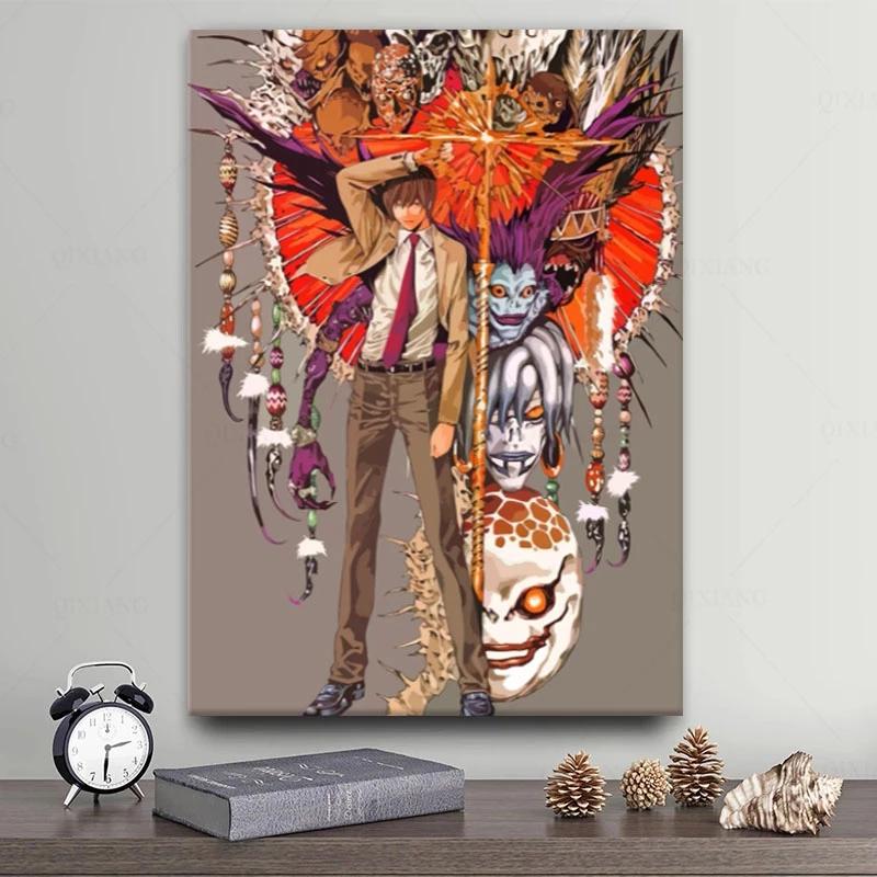 Rama z litego drewna klasyczna seria anime Death Note plakaty plakat retro Bar dekoracja pokoju artystyczne obrazy na płótnie dekoracje ścienne do domu
