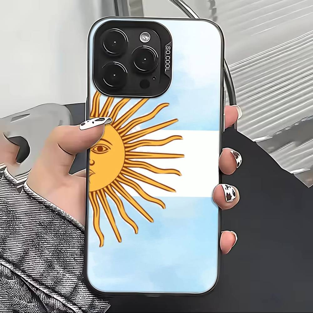 Argentina Football Support Flag Phone Case For iPhone 17,16,15,14,13,12,11 Plus,Pro Max,XS,Colored Silver Plated Inside Cover