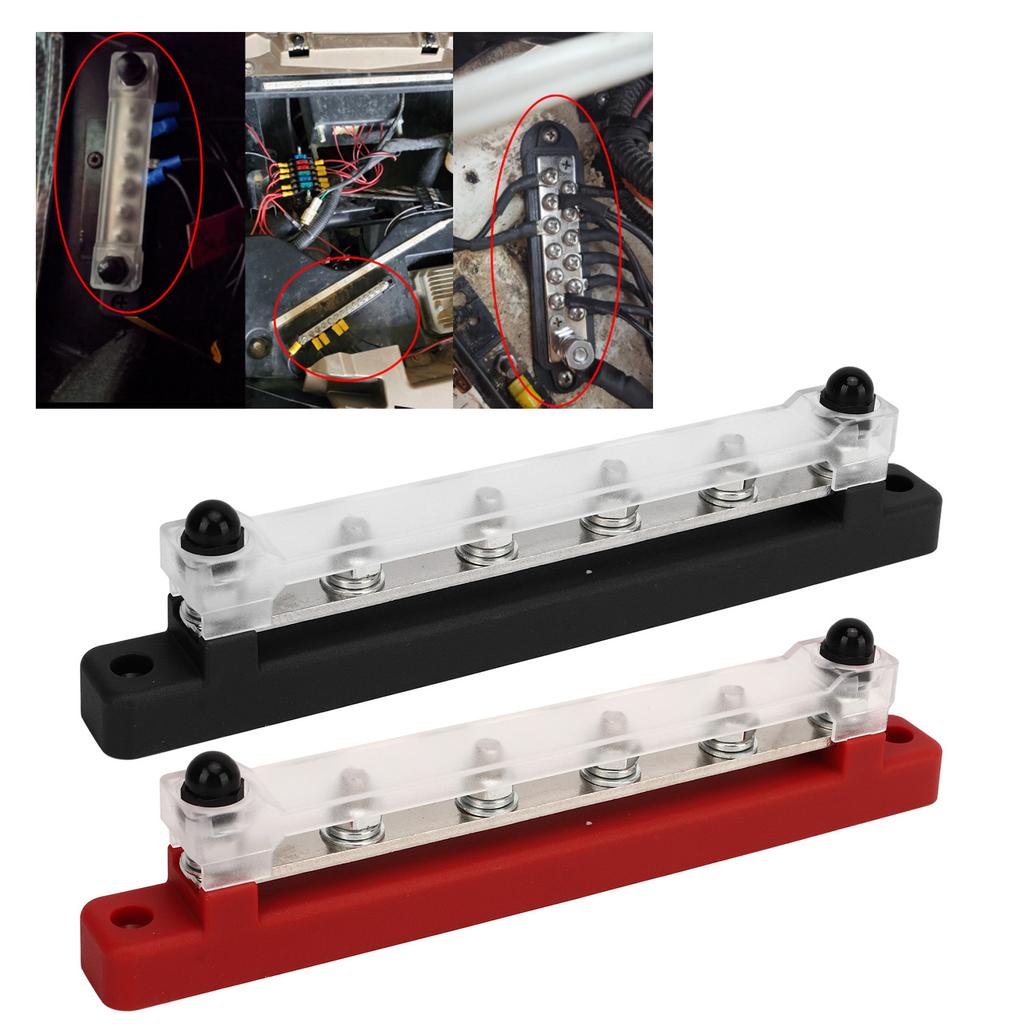 Power Distribution Block M6 Screw 6 Terminal Bus Bar DC 12V‑48V 150A for Automobile Boat