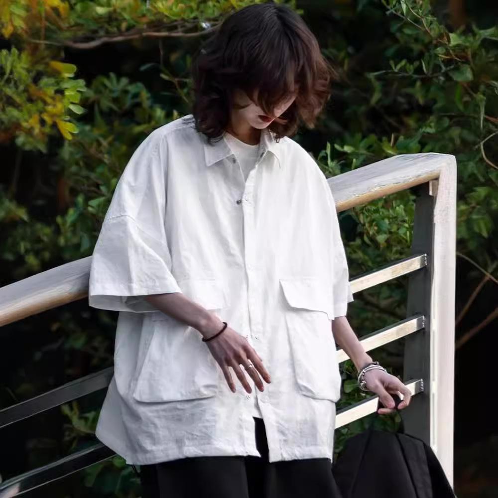 2024 Japanese Style Multi-Pocket Short Sleeve Unisex Casual Jacket for Summer Sun Protection