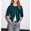 MD Autumn New Women Clothes Commuter Style Solid Soft Glutinous Fleece Blended Round Neck Knitted Cardigan 5770593