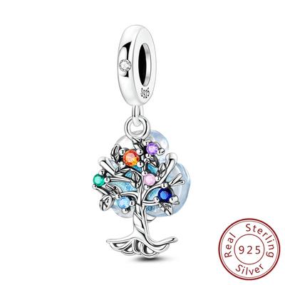 Copper Colorful Family Tree Of Life Pendants Charms Fits Genuine Charms Bracelet Women DoItYourself Jewellery Gifts