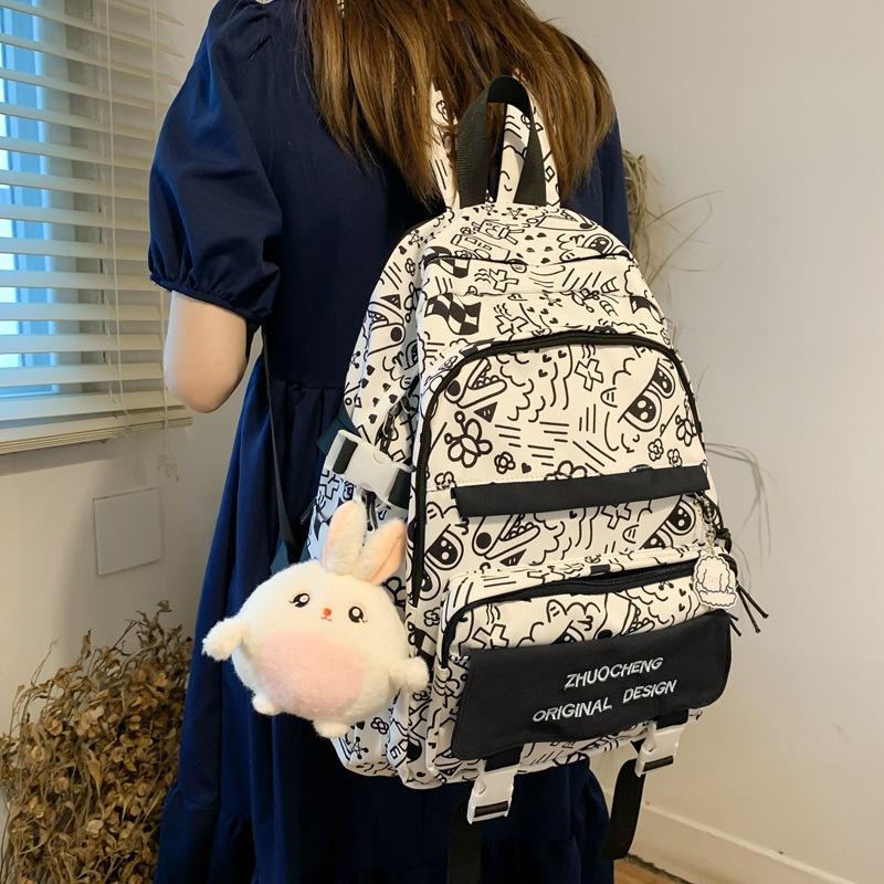 School bag college students Mori leisure niche Korean version ins new graffiti backpack high school students large capacity backpack