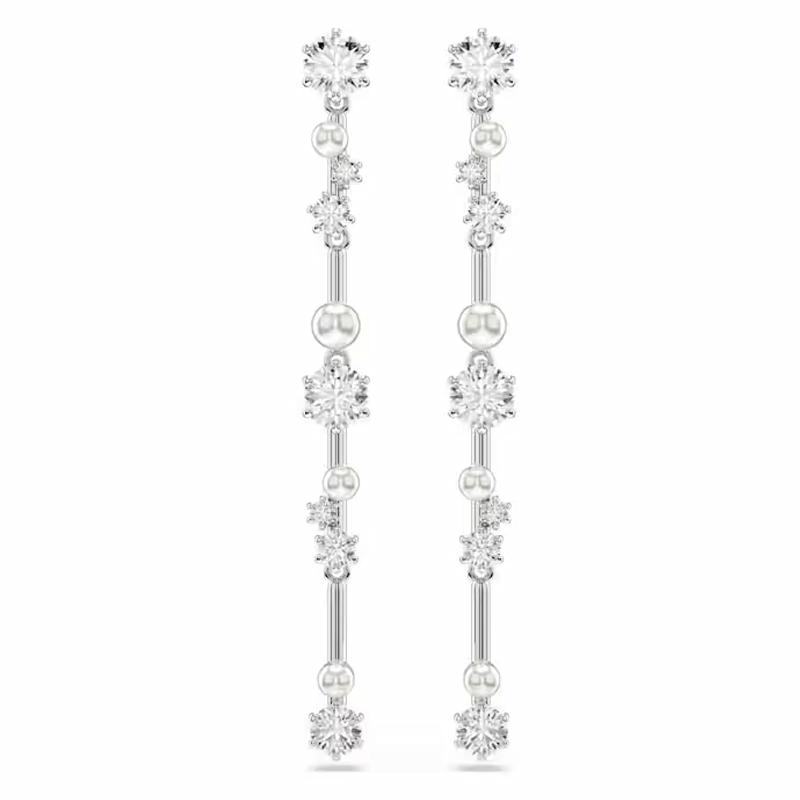Swarovski Constella Tassel Decoration Synthetic Cubic Zirconia Earrings Women s Silver 5705614 серебряный