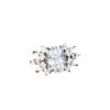 Open Ring with Simulated Asscher Cut Yellow Diamond and Swiss Topaz Blue Pink Gemstone for Women