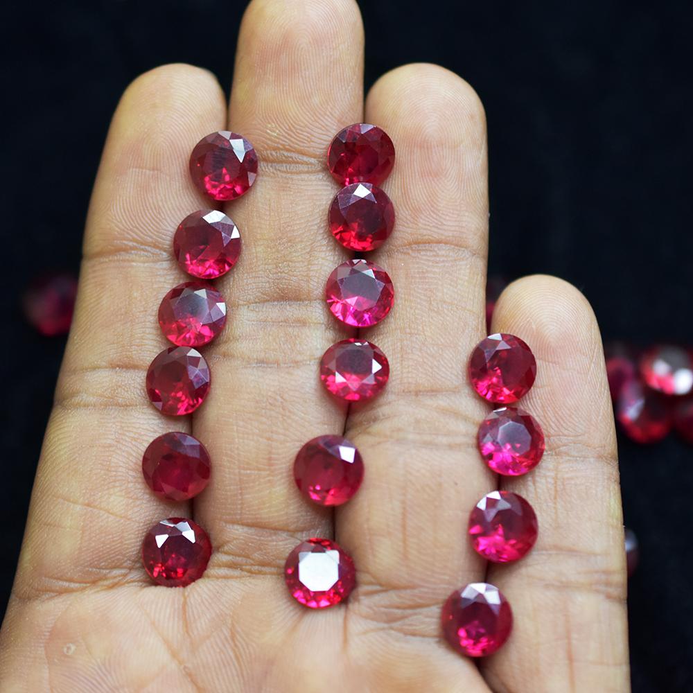 Natural Red Ruby Loose Gemstone 10.80 ct Round Cut 5x5 mm Lot Burmese for Jewelry Making and Crafts