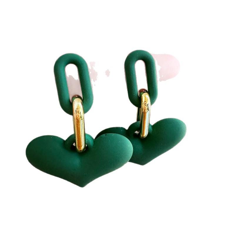Fashion Personality Minimalist Daily Jewelry Unique Buckle Chain Heart Drop Earrings Premium Temperament Women Pierced Earrings