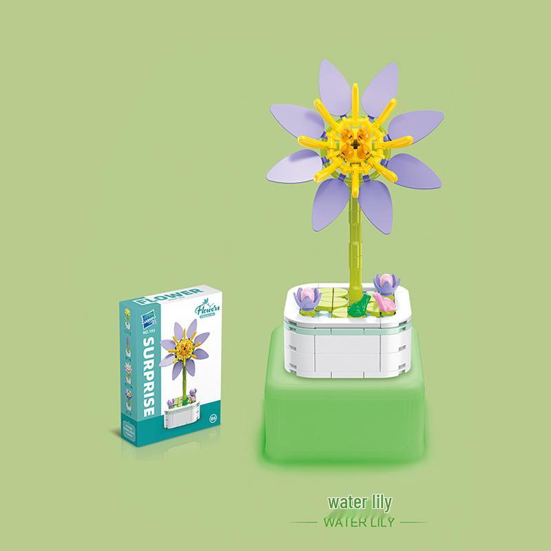 Kids' Educational Interlocking Building Blocks - Flower Potted Plant (Rose & Epiphyllum) Compatible with Top Building Block Models