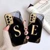 Luxurious emblem letters For Samsung A 01 52S A04 A05S A10 A12 13 22 23 24 36 42 M02 Note 10 20Ultra 8 9 Golden glass phone case