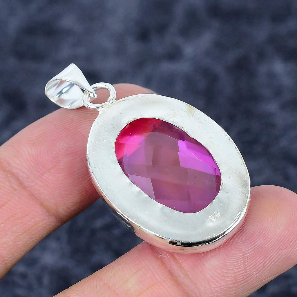 Pink Kunzite Gemstone Handmade 925 Sterling Silver Jewelry Pendant 1.81" M-3241