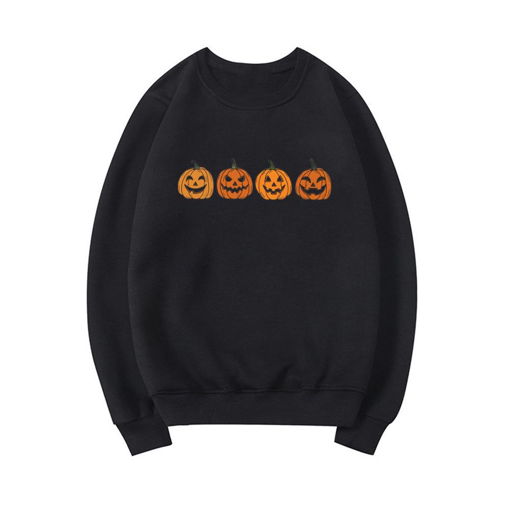 Couple Halloween Evil Pumpkin Head Sweater, Funny Print Fashion Party Hoodie