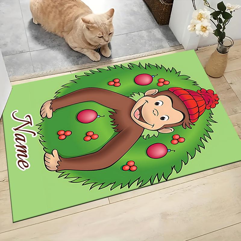 Custom Name Curious Monkey Adventures Carpet Rug Customizable Soft Washable Anti-Slip Home Living Room Sofa Mats Personalized Rug. 0909419