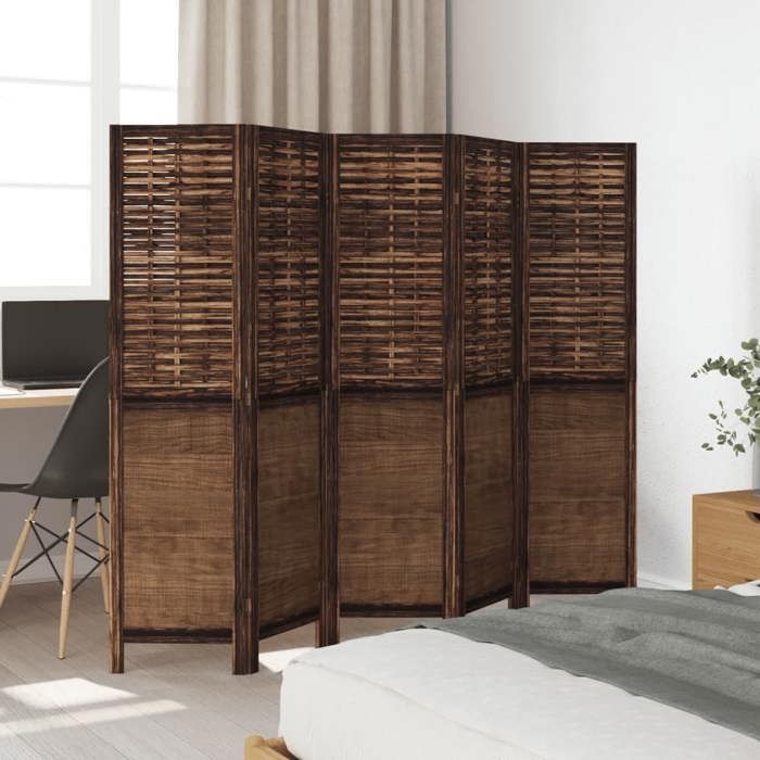 VidaXL Cloison de Séparation 5 Panneaux, Séparateur de Pièce, Écran d'Intimité, Paravent de Salon Chambre, Marron Foncé Bois 358709