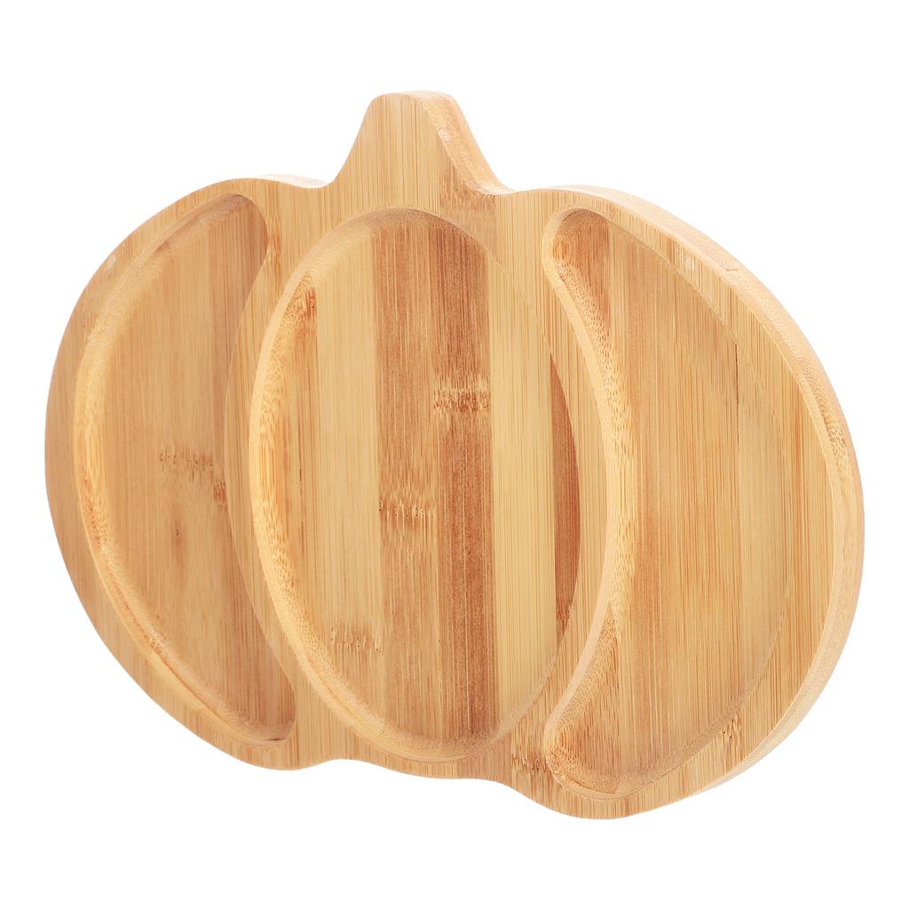 Wooden Pumpkin Serving Tray 3 Compartment Bamboo Appetizers Plate for Autumn Gatherings Desserts Fruits Snacks Holiday Serving