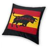 Espana Spanischer Stier und die Flagge Spaniens Kissenbezug Polyester Dekokissen Kreative Kissenbezüge
