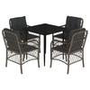 Vidaxl 5-Cz. Gartenmöbel-Set mit Kissen, Grau, PE-Rattan