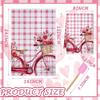 9 Pcs Pink Valentine's Day Kitchen Accessories Decor 6 Kitchen Towels 3 Heart Silicone Spatulas with Wooden Handles Pink Heart Gnome Bicycle Truck