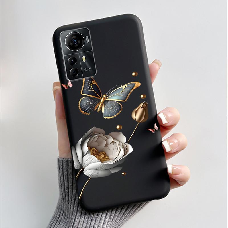 Für ZTE Blade A72S A7050 Hülle Für ZTE Blade V41 Smart Cover Luxus Mode Schmetterling Blume Silikon Weich Schwarz TPU Stoßfänger Schale