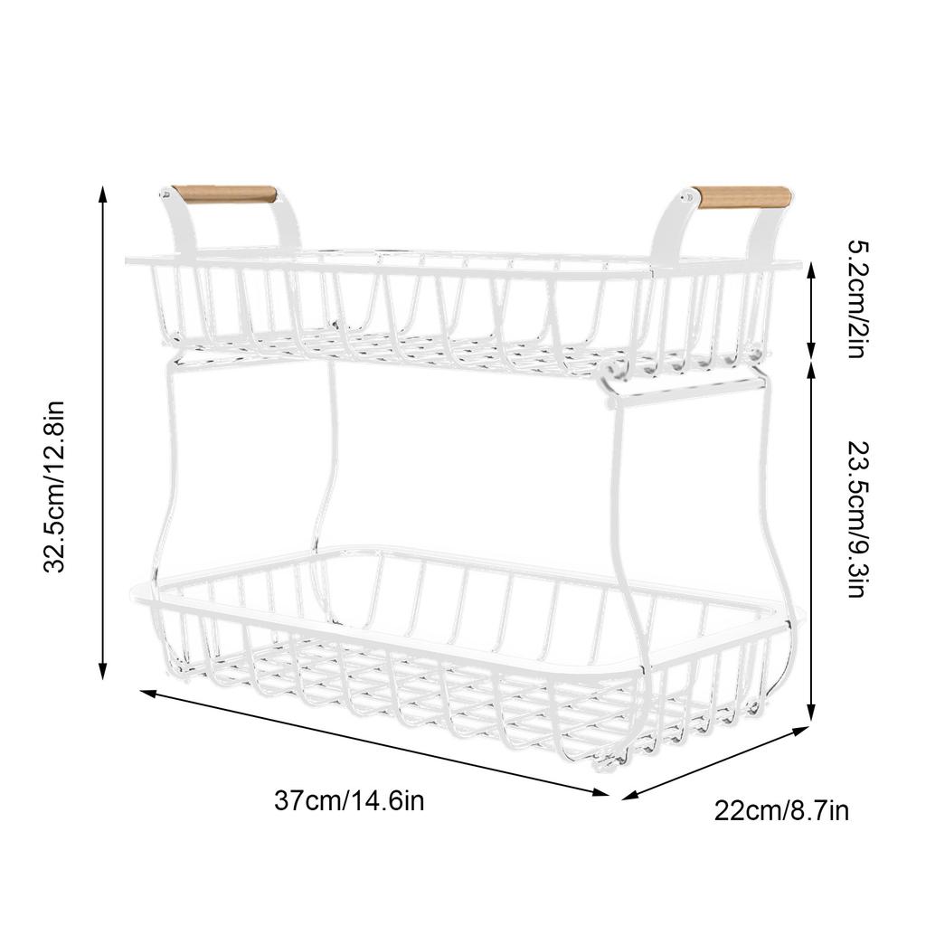 Fruit Basket 2 Tier Detachable Metal Vegetable Bread Basket for Kitchen Living Room