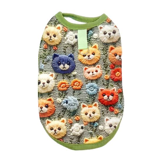 

Summer Pet Clothes Breathable Mesh Fabric with Traction D-ring Lightweight 3D Printing Contrast Edging Dog Vest for Comfortable Stylish Outfits M зелёный