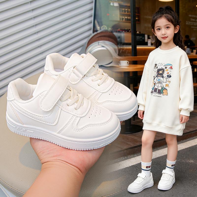 Boys' and girls' white sneakers, new spring and autumn shoes, children's non-slip casual sneakers, soft-soled baby sports shoes