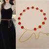 Retro Court Style Adjustable Waist Chain with Skirt - Versatile Decorative Full Diamond Metal Chain