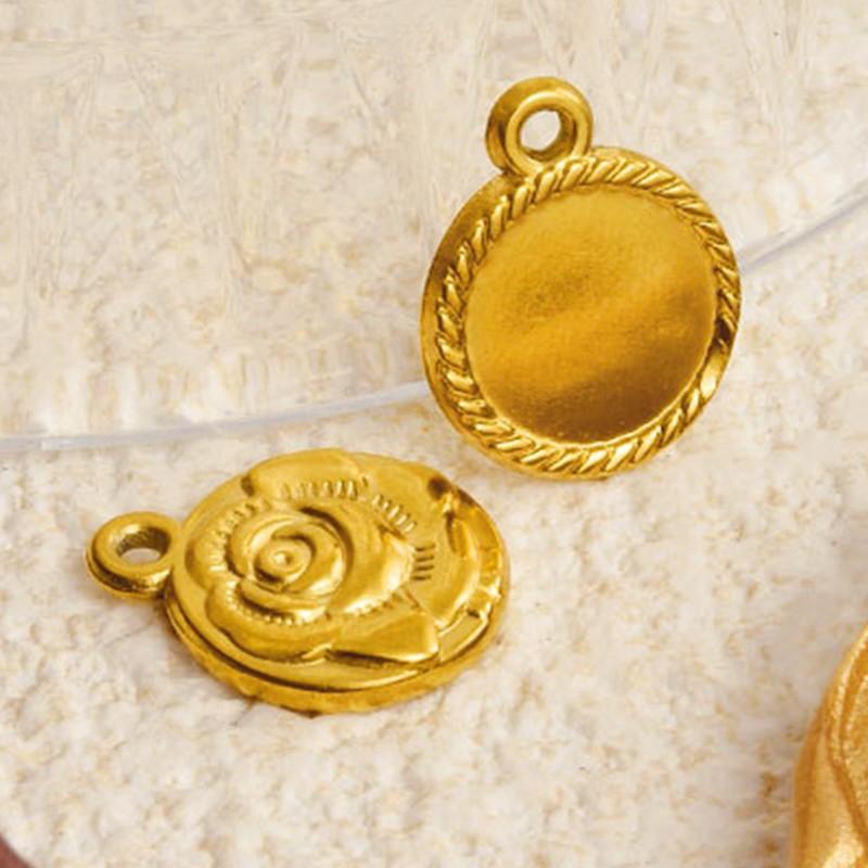 6pcs/Lot Plant Accessories DIY Stainless Steel Flower Leaf Charms For Jewelry Making Bulk Sunflower Rose Pendant Filigree Charm