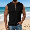 Men's Summer -Weave Vest: Lightweight, Sleeveless, Stand-Up Collar Top
