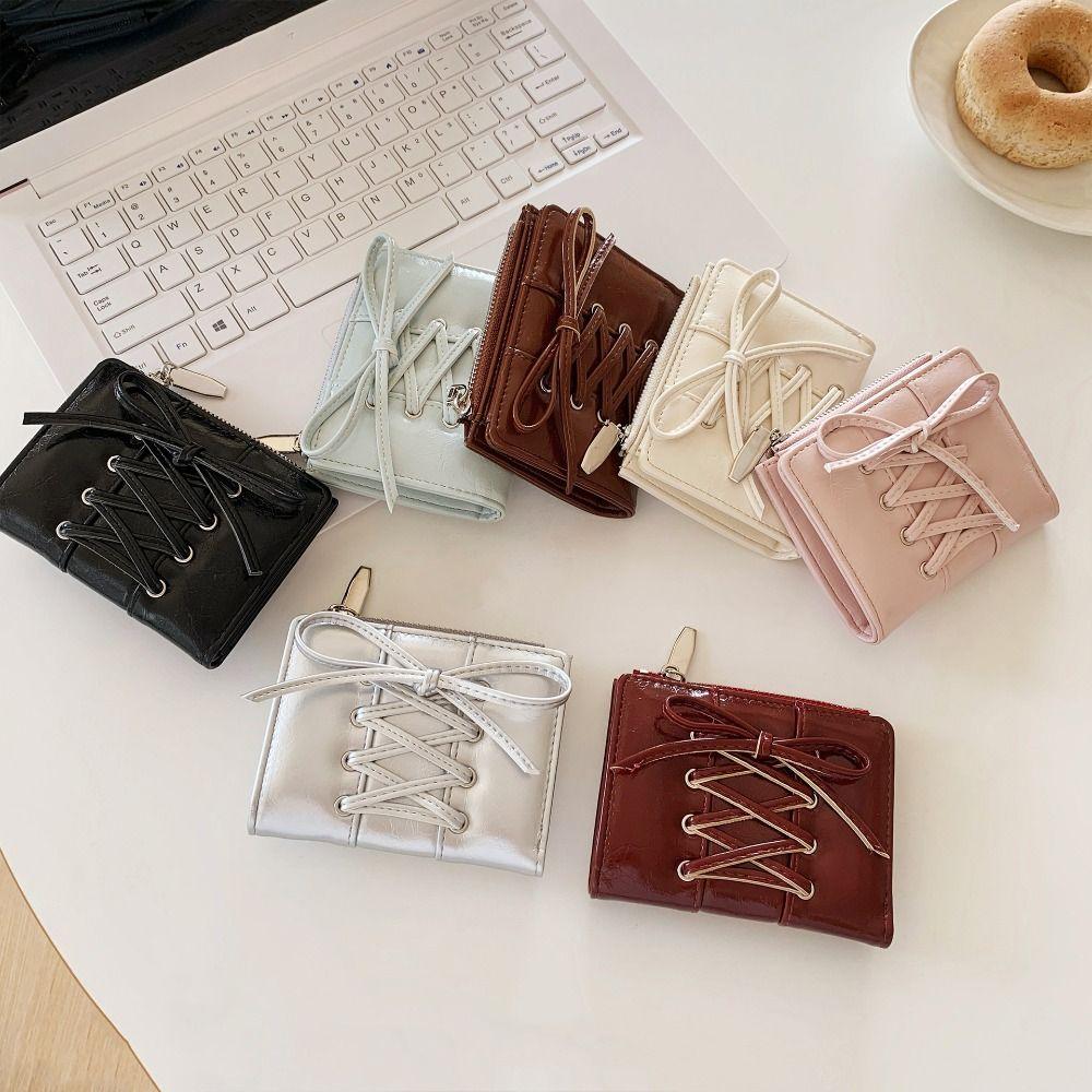 Purse Bow Wallet Korean Style PU Leather Card Holder Retro Coin Pouch  Card Storage Bag