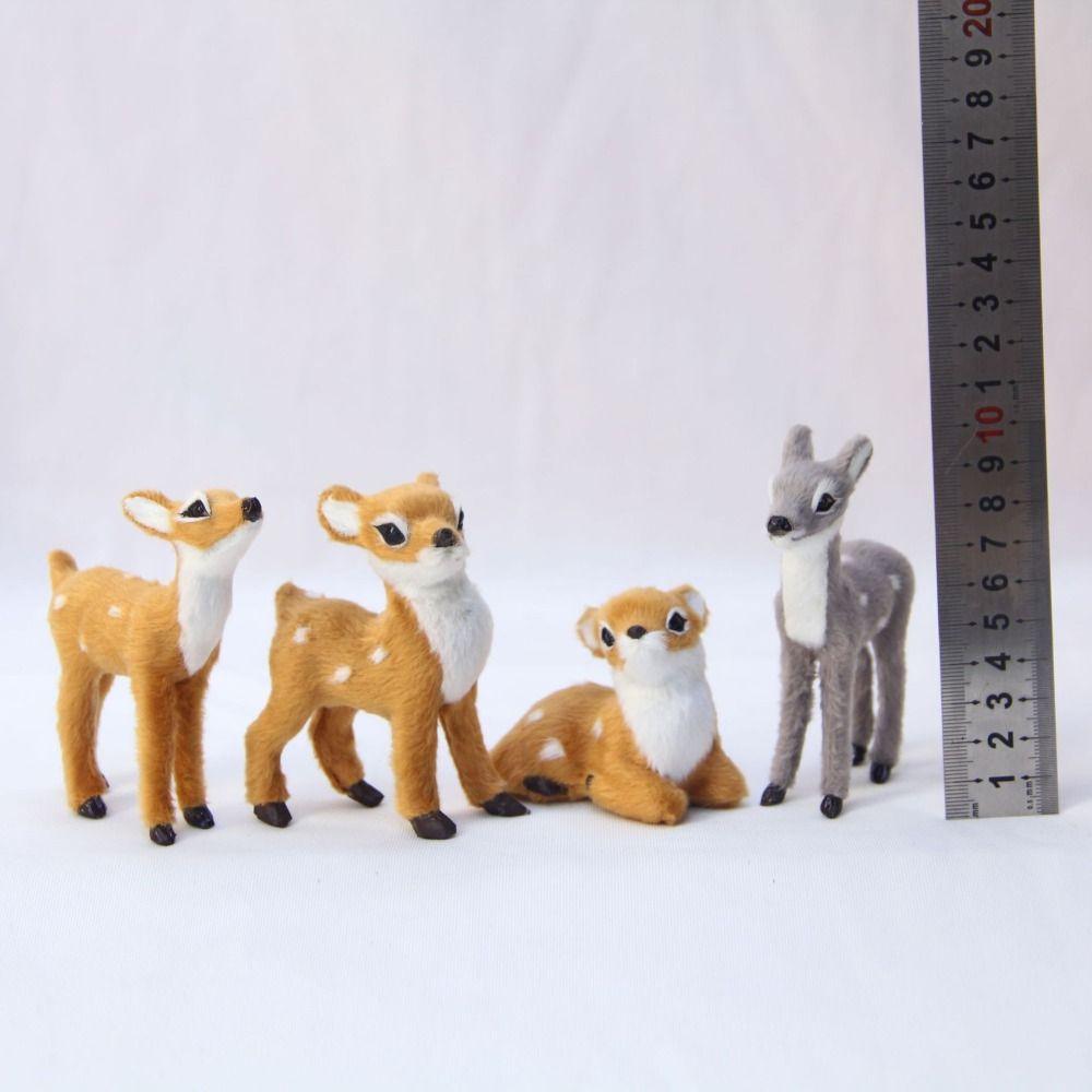 Grey Brown Imitation Sika Deer Mini Style Animal Model Figurine Fairy Garden Miniatures  Home Decor