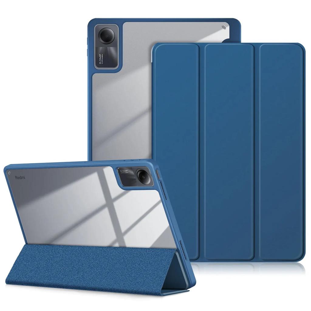 Auslbin Coque Compatible avec Xiaomi Redmi Pad Pro 12.1 2024, Tablette en Cuir PU étui Adaptée à Xiaomi Poco Pad 2024, Style en Cuir Classique, Bleu