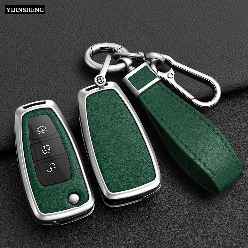 Zinc Alloy + Silicone Car Key Case Cover For Ford Fiesta Ranger C-Max S-Max Focus 3 4 Galaxy Mondeo Transit Tourneo Custom Mk4
