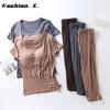Women's Pajamas Two Piece Short Sleeve Wide Leg Pants Large Size Homewear Set