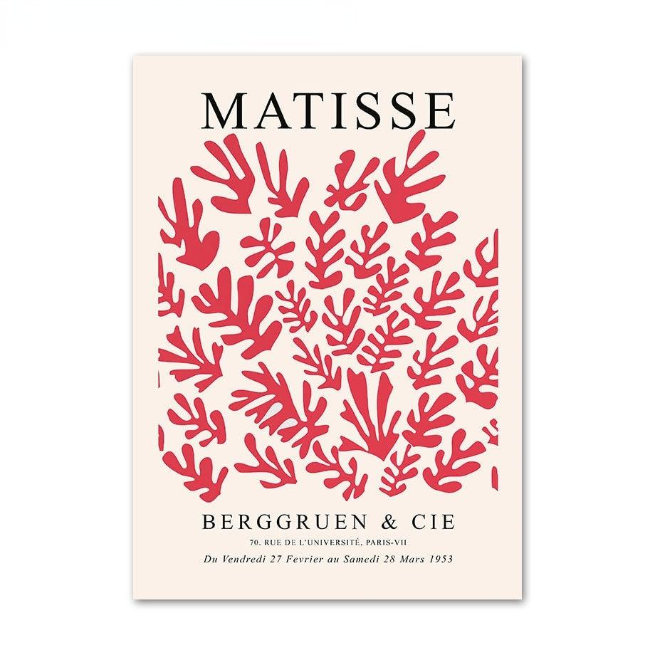 Abstract Matisse Coral Flower Dance Girl Line Wall Art Canvas Poster and Printmaking Living Room Decoration Wall Painting