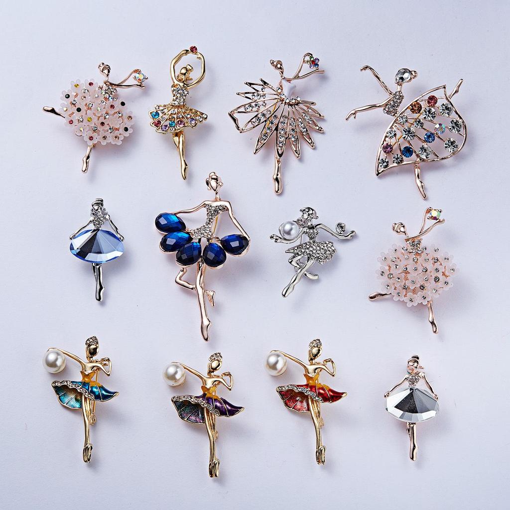 High-End Rhinestone Ballet Dancer Brooch for Women