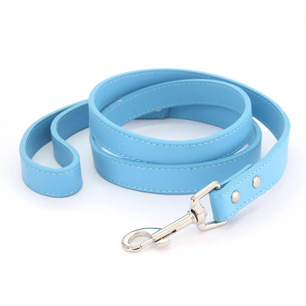 16 Colors Dog Leash Soild Color Leather Pet Walking Training Leads For Small Medium Large Dogs Cat In Collar And Harness 120cm